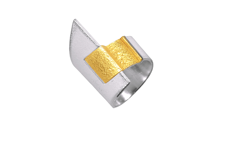 12628-ring, silver 925 with gold 750