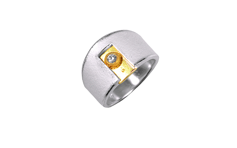 12636-ring, silver 925 with gold 750 and brillant