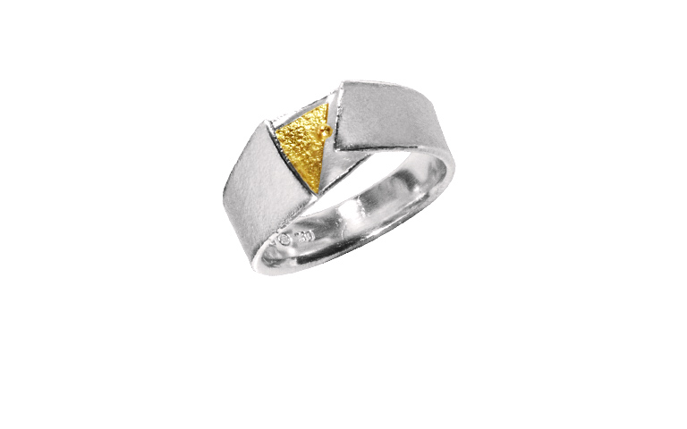 12649-ring, silver 925 with gold 750