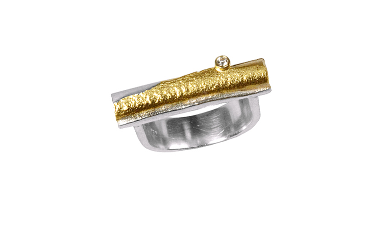 12685-ring, silver 925 with gold 750 and brillant