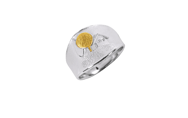 12714-ring, silver 925 with gold 750