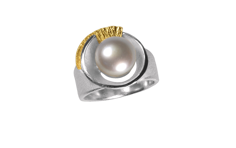 12798-ring, silver 925 with gold 750