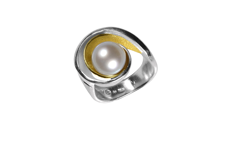 12799-ring, silver 925 with gold 750 and pearl