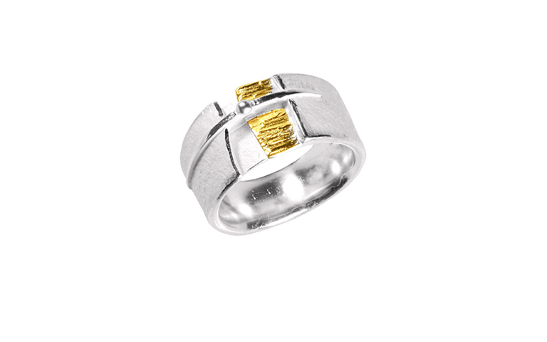 12806-ring, silver 925 with gold 750