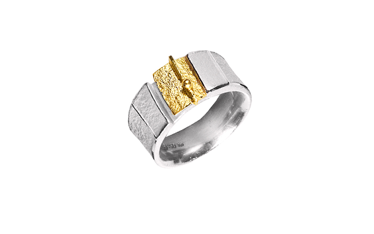 12810-ring, silver 925 with gold 750