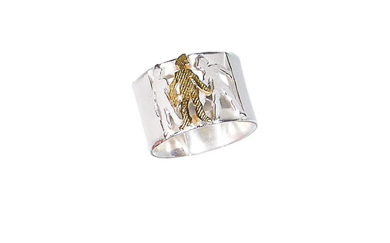 12826-ring, silver 925 with gold 750