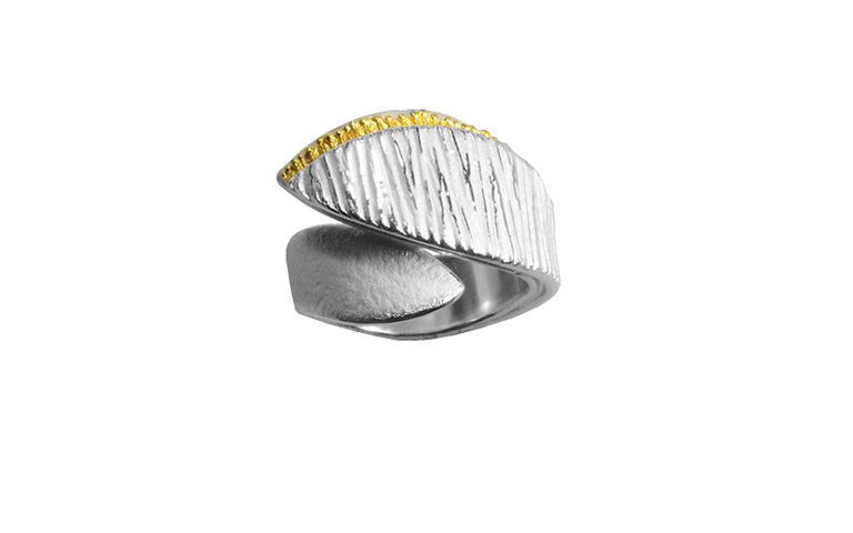 12853-ring, silver 925 with gold 750