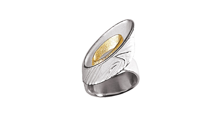 12860-ring, silver 925 with gold 750