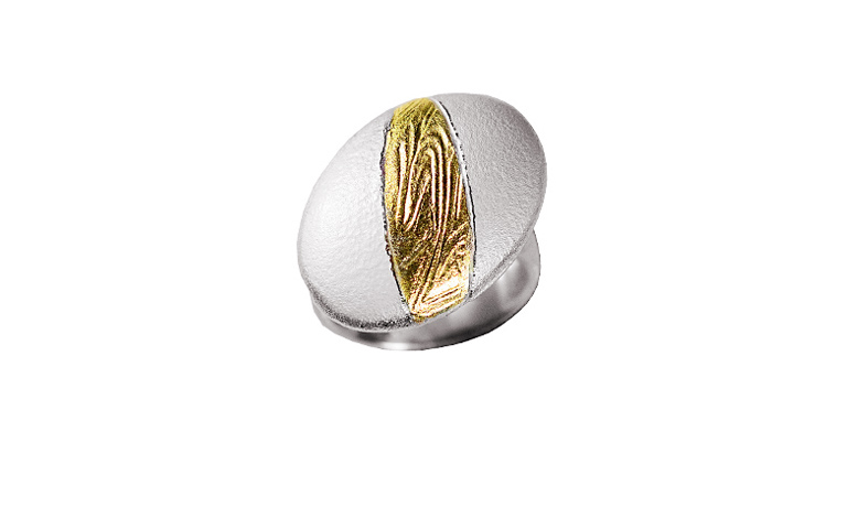 12864-ring, silver 925 with gold 750