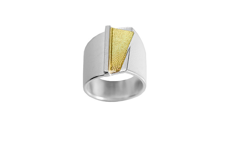 12866-ring, silver 925 with gold 750
