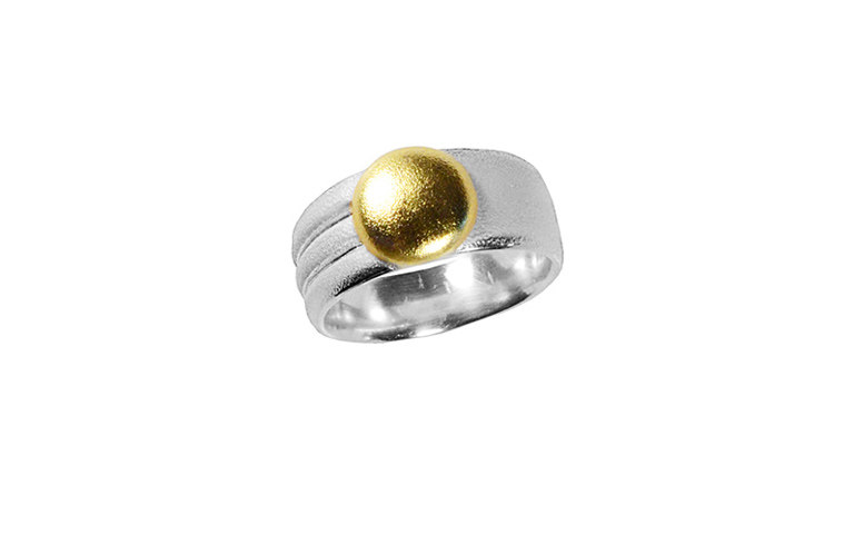 12873-ring, silver 925 with gold 750