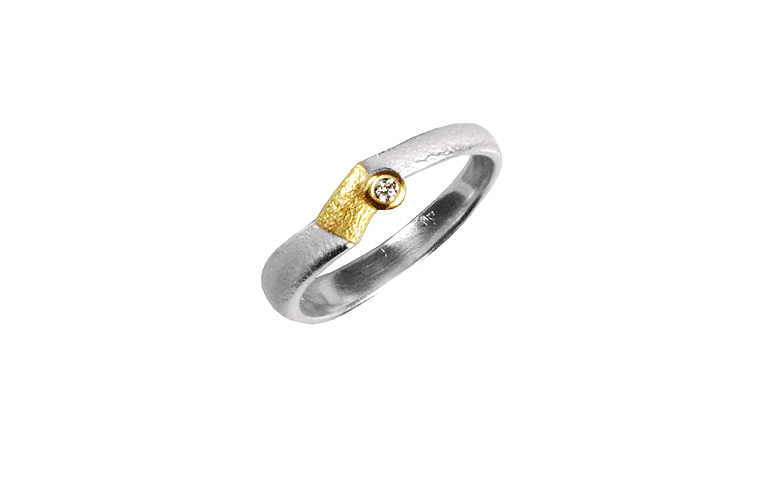 12884-ring, silver 925 and gold 750 with brillant