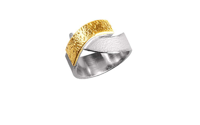 12886-ring, silver 925 with gold 750