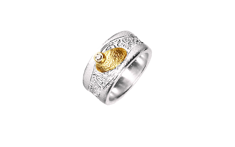 12899-ring, silver 925 with gold 750