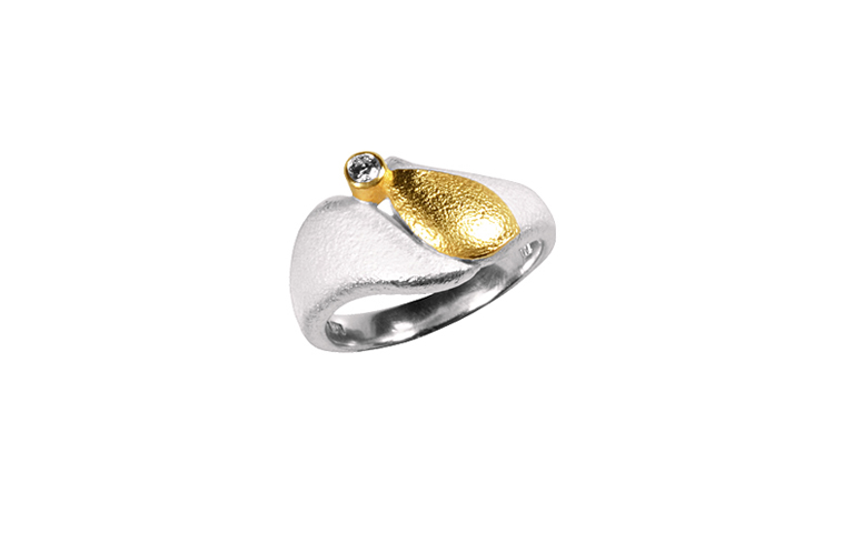 12901-ring, silver 925 with gold 750 and brillant