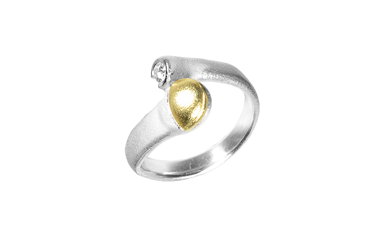 12915-ring, silver 925 with gold 750 and brillant