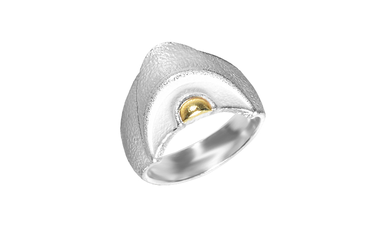 12916-ring, silver 925 with gold 750