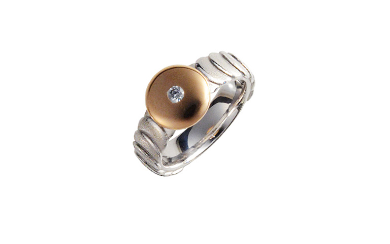 45204-ring, white and red gold 750 with brillants