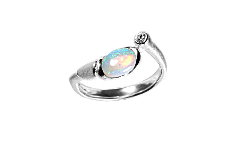 45350-ring, white gold 750 with opal and brillant