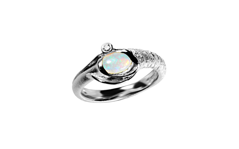 45386-ring, white gold 750 with opal and brillant