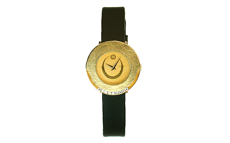 06350-watch, gold 750 with 9 brilliants, vvsi tw 0,18 ct
