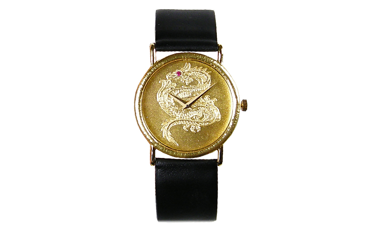 06374-watch, gold 750 with a small ruby