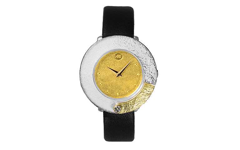16145-watch, silver 925 with gold 750 with brillant