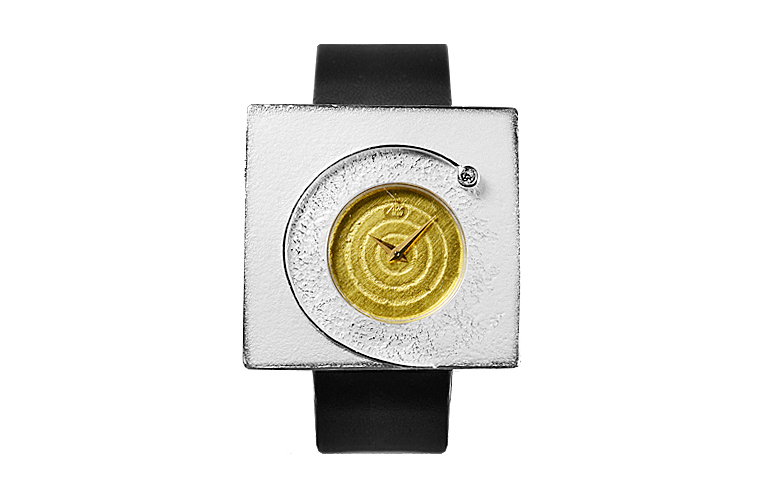 16196-watch, silver 925, gold 750, brillant