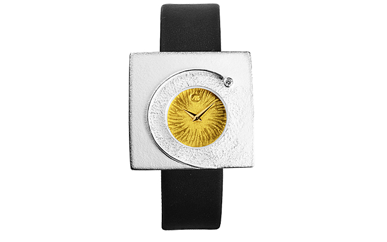 16229-watch, silver 925 with gold 750 with brillant