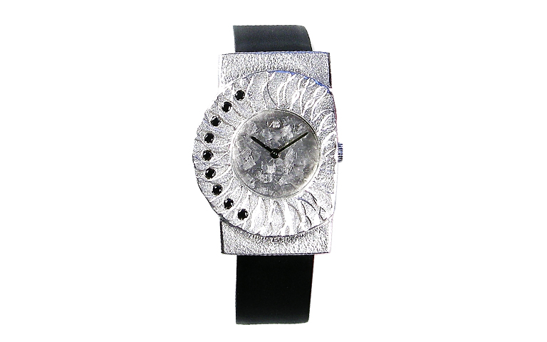 36021-watch, silver 925 with black brilliants